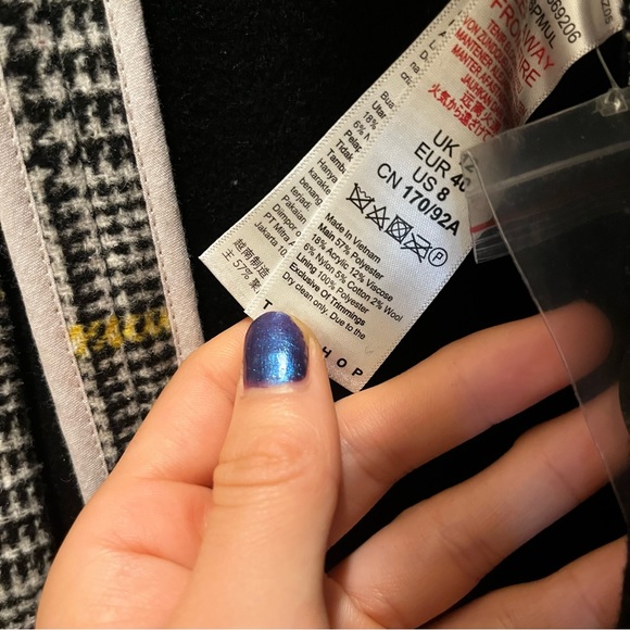 TOPSHOP Gray Tartan Coat - Picture 3 of 4